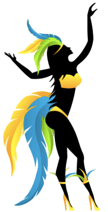 Silhouette of a woman dancing wearing carnival attire